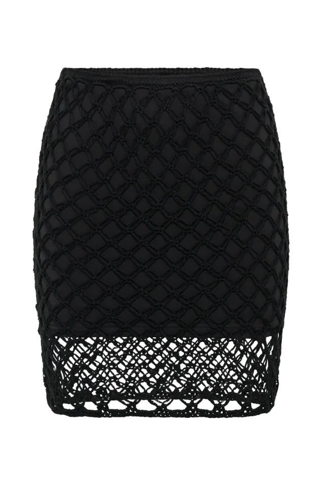 Women Meshki Bottoms Braelyn Knit Low Rise Mini Skirt 8211 Black