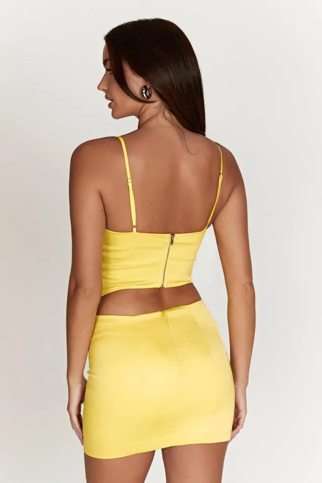 Women Meshki Bottoms Briony Low Rise Mini Skirt 8211 Lemon