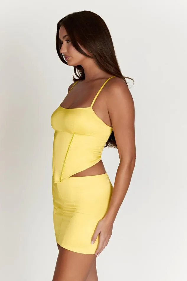 Women Meshki Bottoms Briony Low Rise Mini Skirt 8211 Lemon
