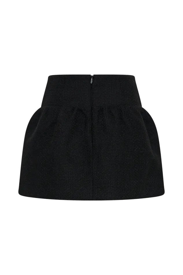 Women Meshki Bottoms Cyrus Gathered Boucle Mini Skirt 8211 Black