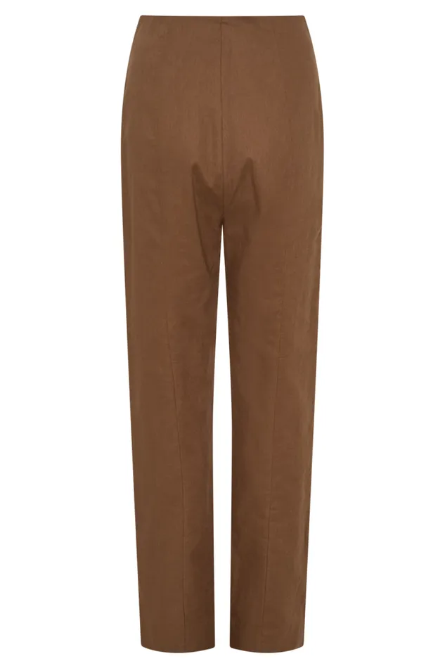 Women Meshki Bottoms Dora Linen Straight Leg Pant 8211 Cacao Brown