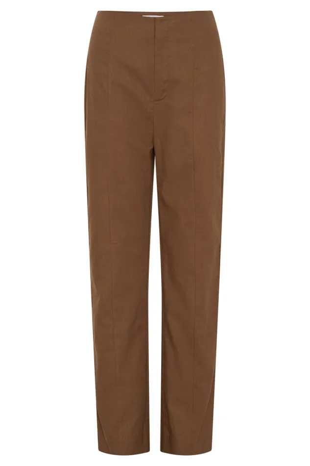 Women Meshki Bottoms Dora Linen Straight Leg Pant 8211 Cacao Brown