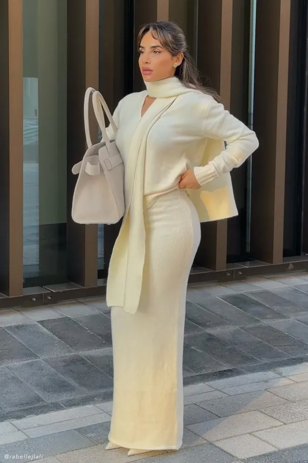 Women Meshki Bottoms Elise Knit Maxi Skirt 8211 Ivory Marle