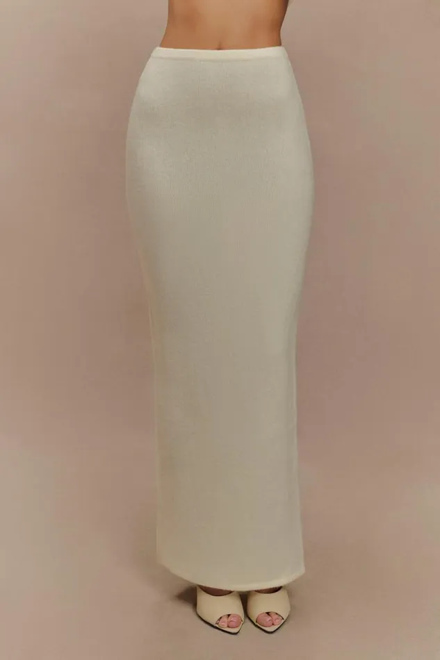 Women Meshki Bottoms Elise Knit Maxi Skirt 8211 Ivory Marle