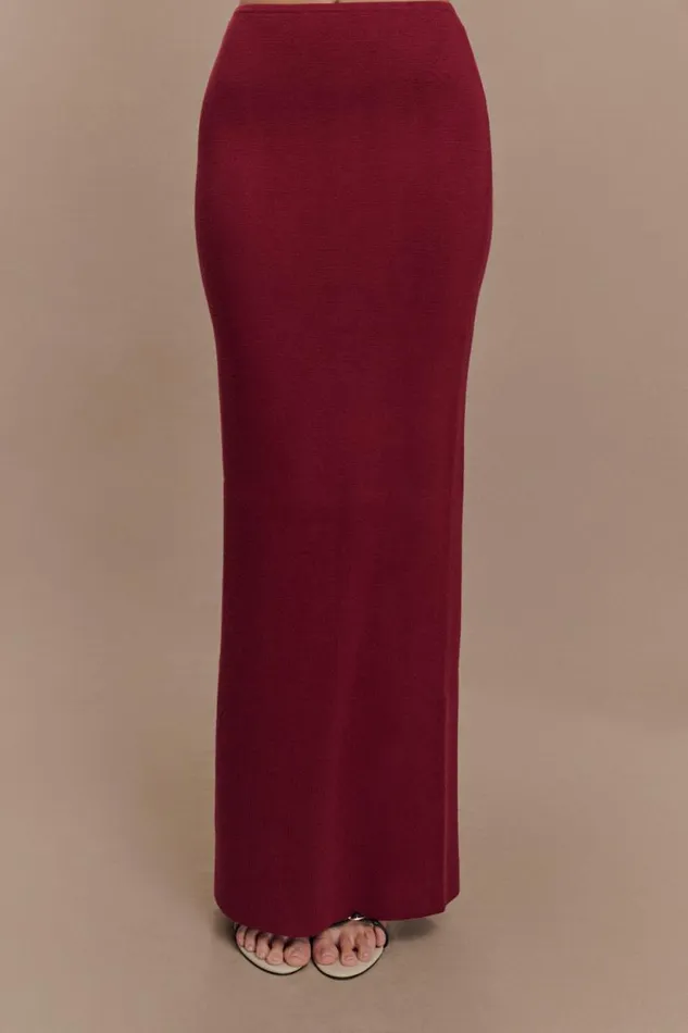 Women Meshki Bottoms Kyle Knit Maxi Skirt 8211 Cherry Red