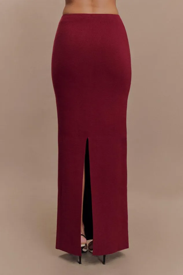 Women Meshki Bottoms Kyle Knit Maxi Skirt 8211 Cherry Red