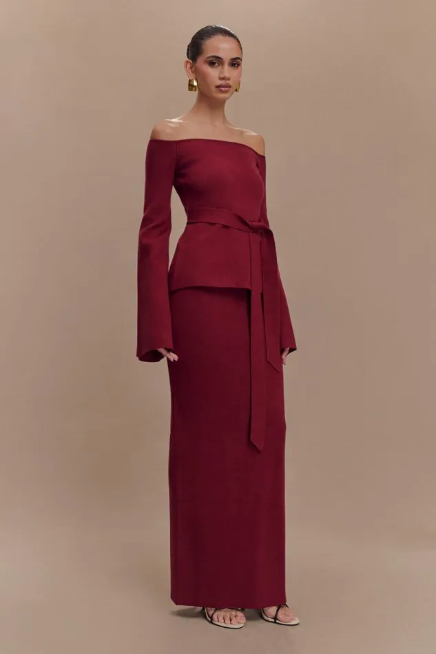 Women Meshki Bottoms Kyle Knit Maxi Skirt 8211 Cherry Red