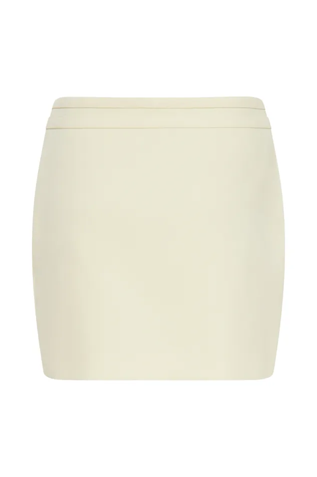 Women Meshki Bottoms Letitia Suiting Mini Skirt With Buckle 8211 Pastel Lemon