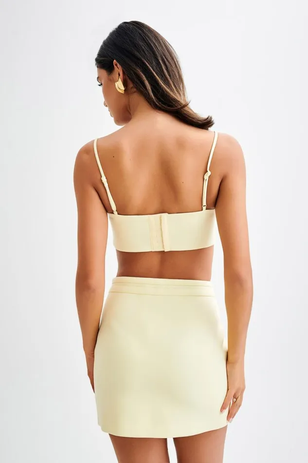Women Meshki Bottoms Letitia Suiting Mini Skirt With Buckle 8211 Pastel Lemon