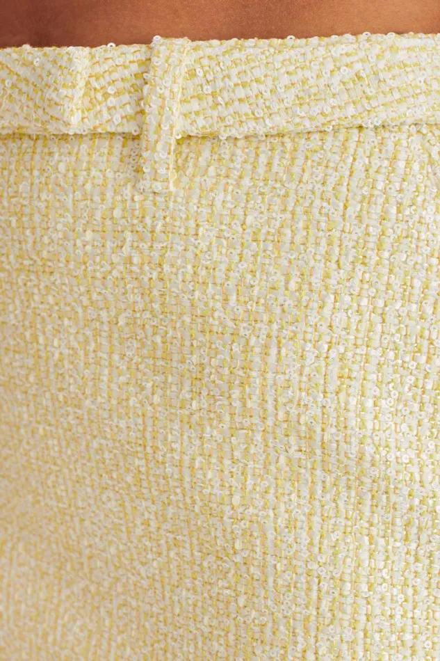 Women Meshki Bottoms Mercer Tweed Mini Skirt 8211 Lemon