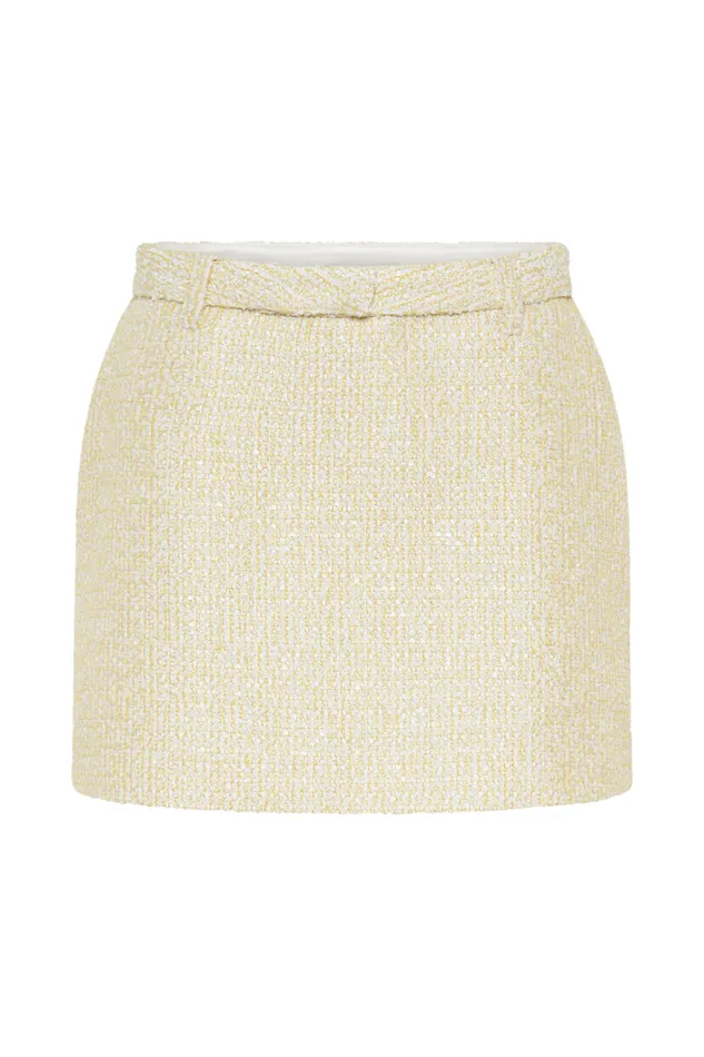 Women Meshki Bottoms Mercer Tweed Mini Skirt 8211 Lemon
