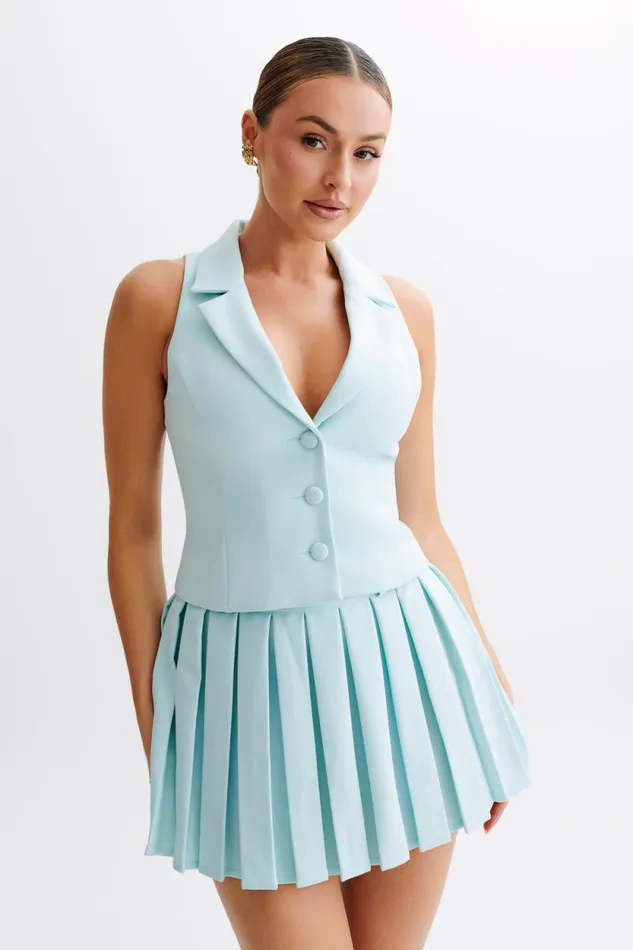Women Meshki Bottoms Mura Pleated Mini Skirt 8211 Ice Blue