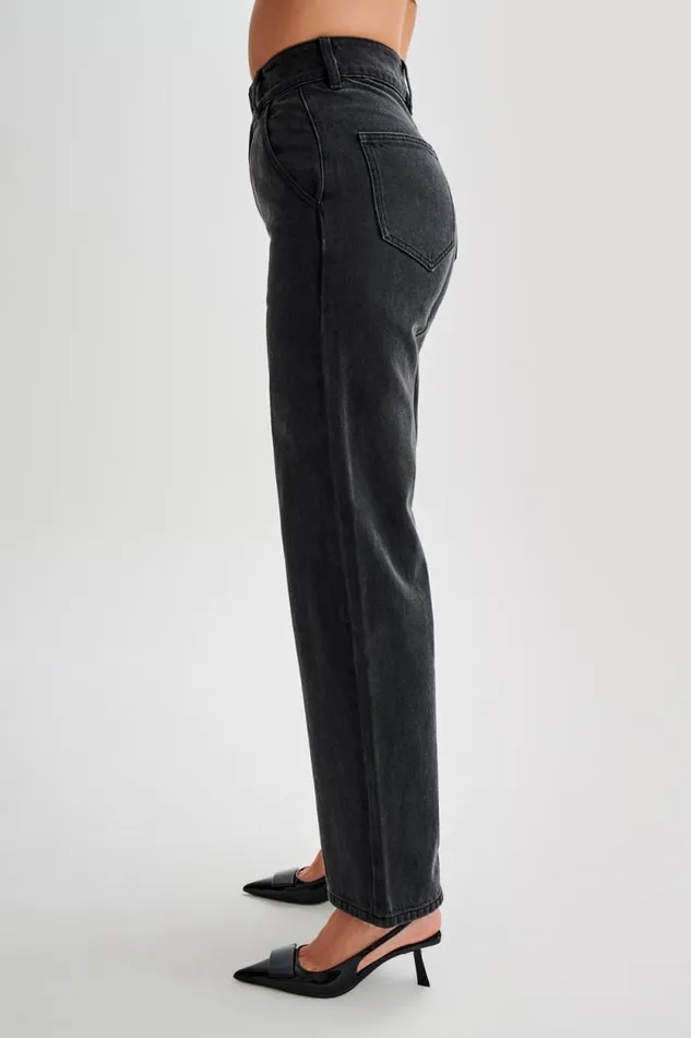 Women Meshki Bottoms Roxy Wide Leg High Waist Denim Jeans 8211 Washed Black