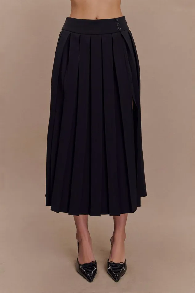 Women Meshki Bottoms Sunny Pleated Midi Skirt 8211 Black