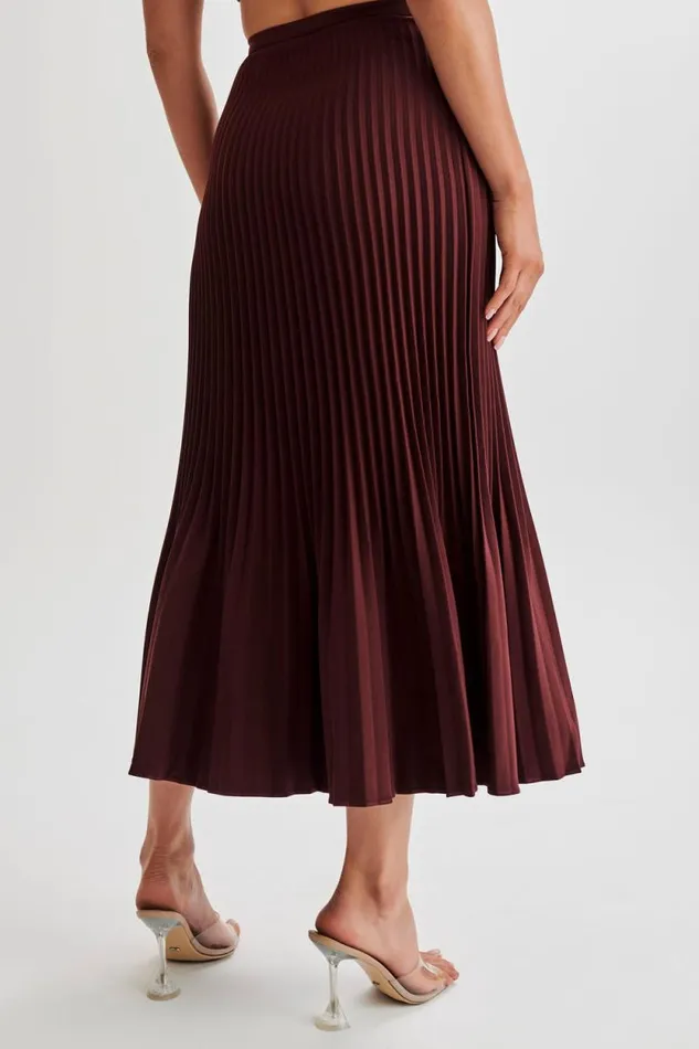 Women Meshki Bottoms Twyla Pleated Suiting Maxi Skirt 8211 Plum