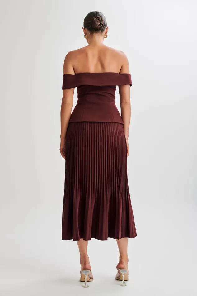 Women Meshki Bottoms Twyla Pleated Suiting Maxi Skirt 8211 Plum