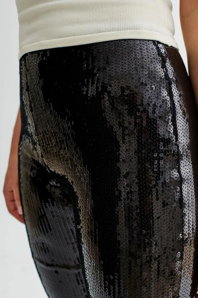 Women Meshki Bottoms Wilma Wide Leg Sequin Pants 8211 Black