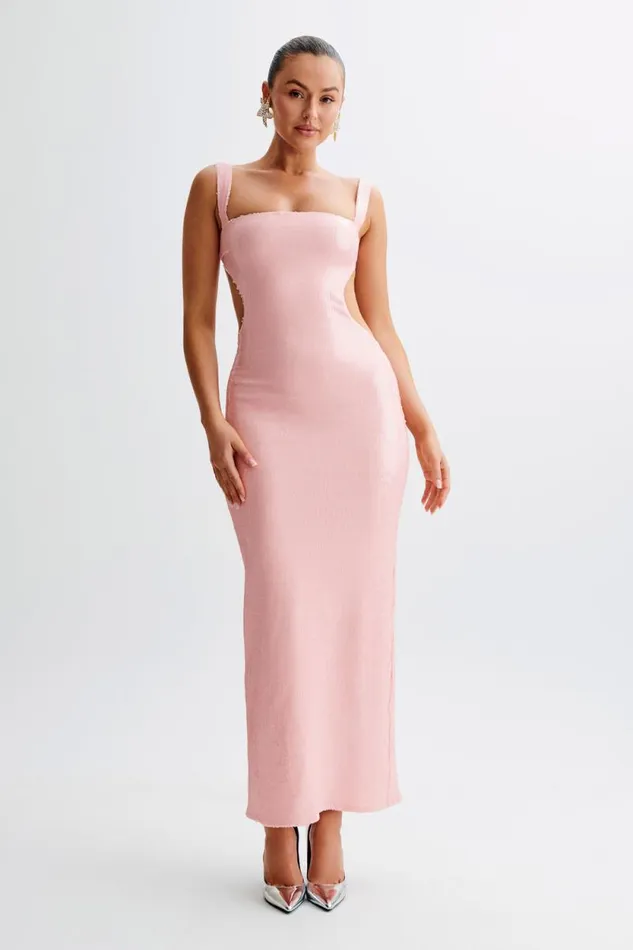 Women Meshki Dresses Adoria Sequin Cut Out Maxi Dress 8211 Pale Pink