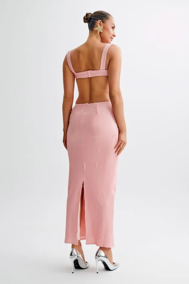Women Meshki Dresses Adoria Sequin Cut Out Maxi Dress 8211 Pale Pink