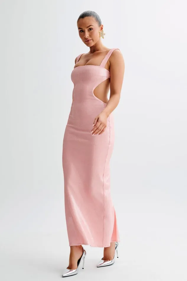 Women Meshki Dresses Adoria Sequin Cut Out Maxi Dress 8211 Pale Pink
