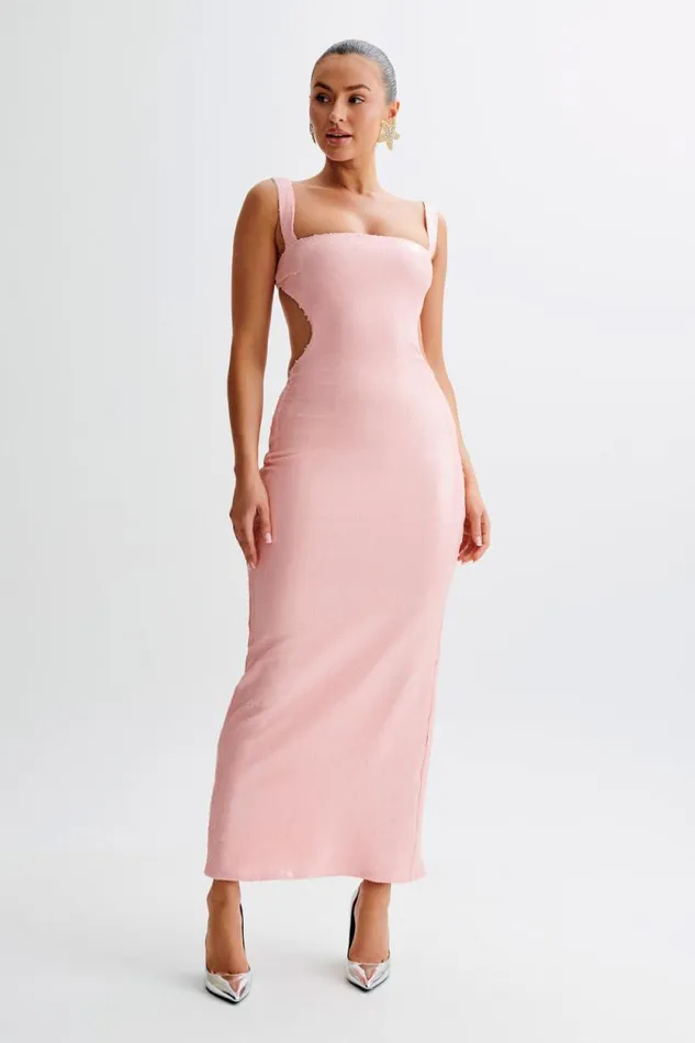 Women Meshki Dresses Adoria Sequin Cut Out Maxi Dress 8211 Pale Pink