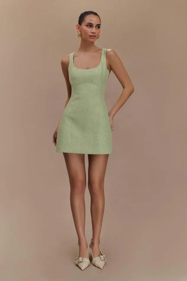 Women Meshki Dresses Beth Tweed Mini Dress 8211 Pastel Green