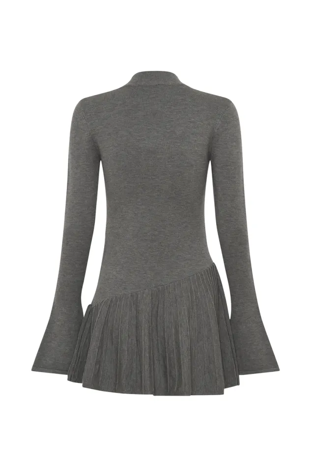 Women Meshki Dresses Blair Knit Mini Dress With Pleats 8211 Charcoal