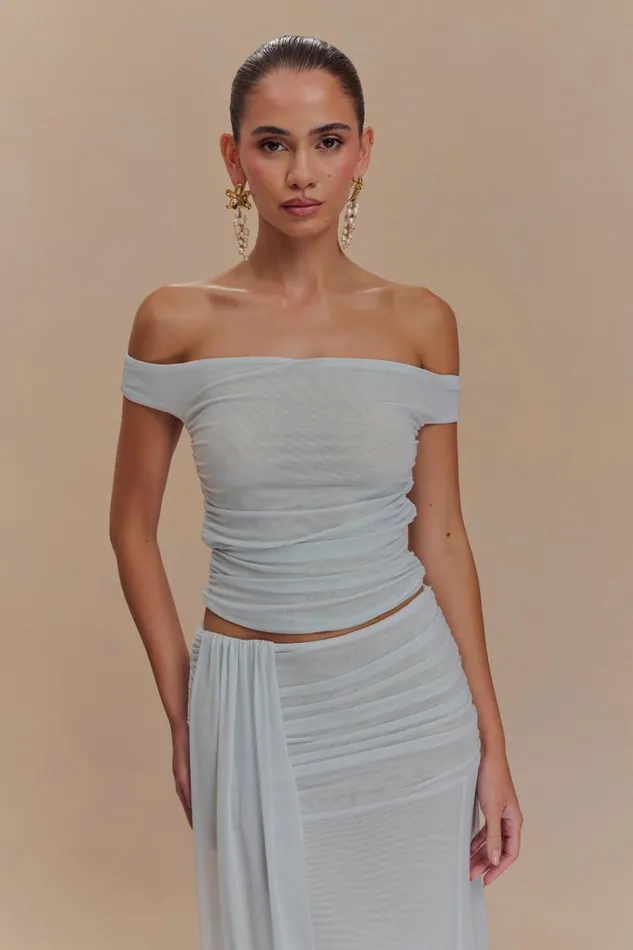 Women Meshki Dresses Brooklyn Mesh Crop Top 8211 Pale Blue