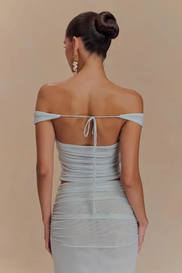 Women Meshki Dresses Brooklyn Mesh Crop Top 8211 Pale Blue