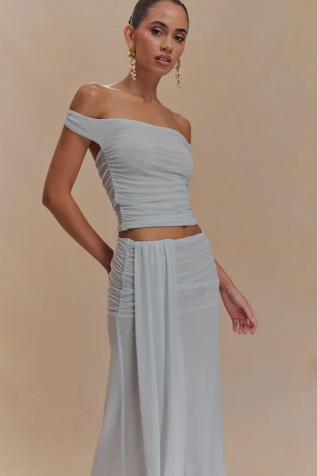 Women Meshki Dresses Brooklyn Mesh Crop Top 8211 Pale Blue