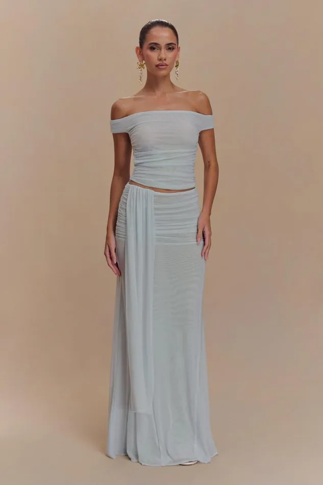 Women Meshki Dresses Brooklyn Mesh Crop Top 8211 Pale Blue