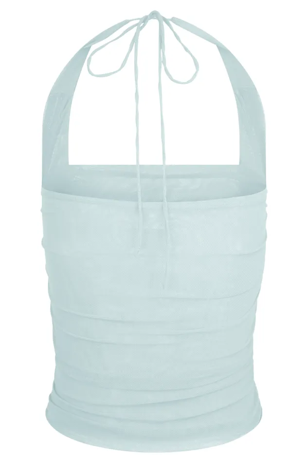 Women Meshki Dresses Brooklyn Mesh Crop Top 8211 Pale Blue