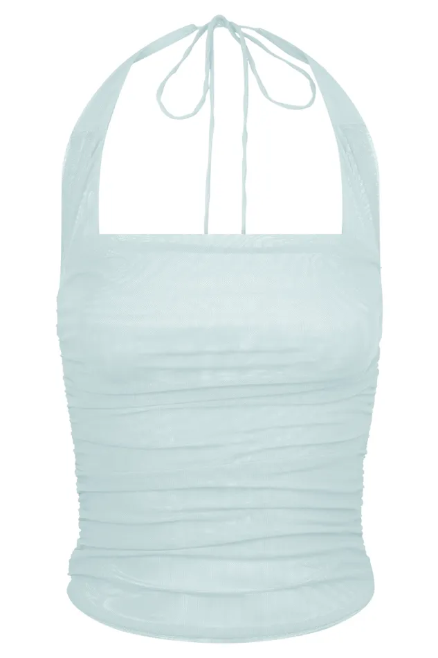 Women Meshki Dresses Brooklyn Mesh Crop Top 8211 Pale Blue