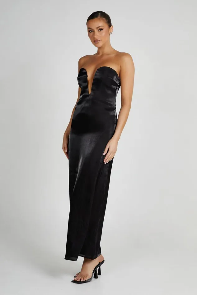 Women Meshki Dresses Chantelle Liquid Satin Midi Dress 8211 Black