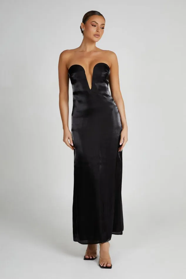 Women Meshki Dresses Chantelle Liquid Satin Midi Dress 8211 Black