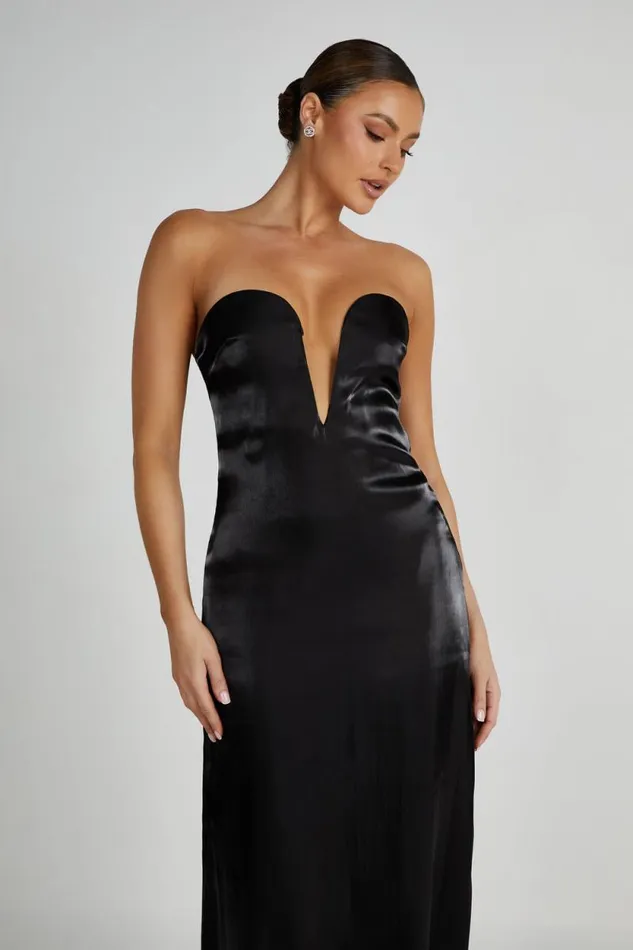 Women Meshki Dresses Chantelle Liquid Satin Midi Dress 8211 Black