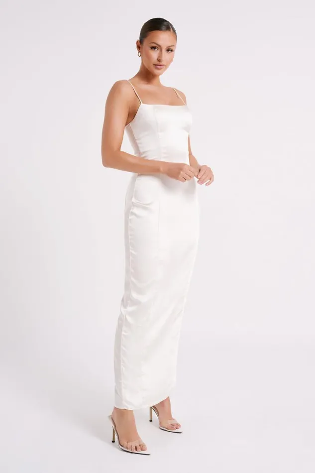 Women Meshki Dresses Chrisley Satin Maxi Dress With Split 8211 Ivory