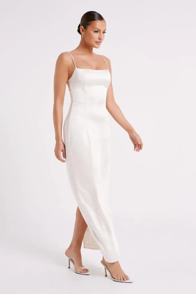 Women Meshki Dresses Chrisley Satin Maxi Dress With Split 8211 Ivory
