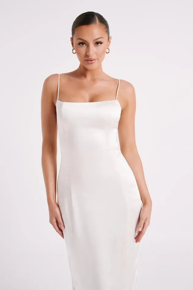 Women Meshki Dresses Chrisley Satin Maxi Dress With Split 8211 Ivory