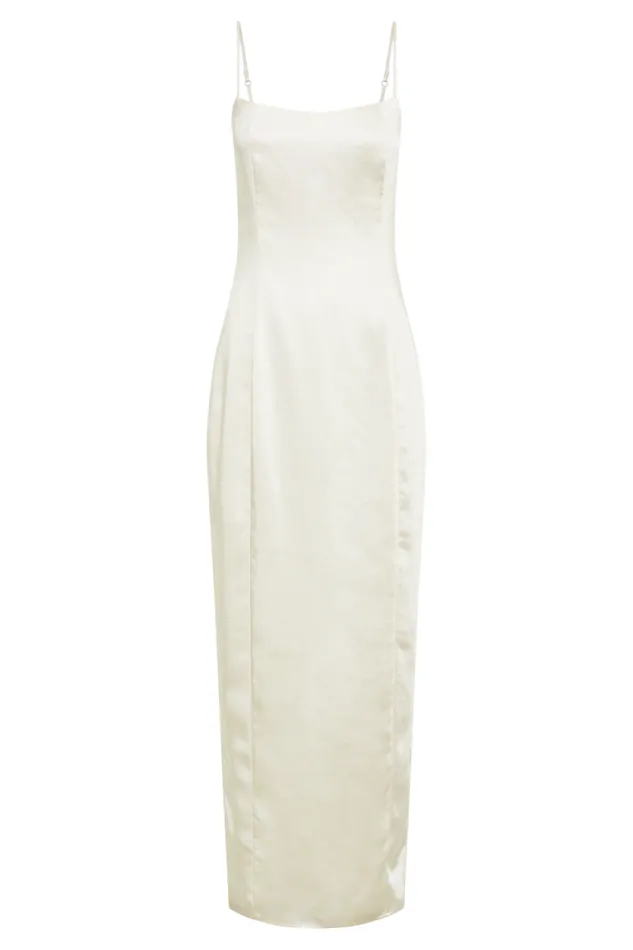 Women Meshki Dresses Chrisley Satin Maxi Dress With Split 8211 Ivory