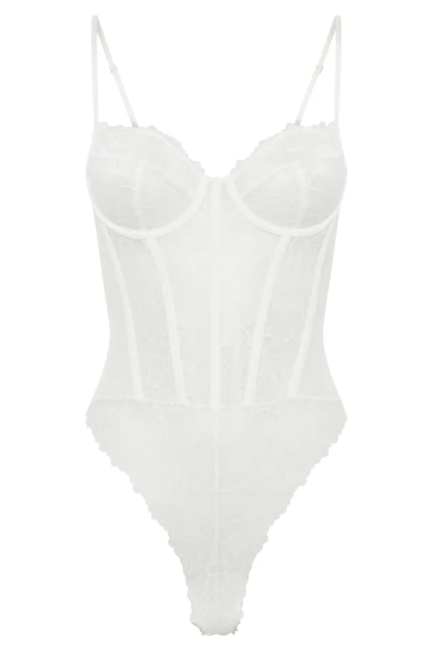 Women Meshki Dresses Daisy Lace Mesh Bodysuit 8211 White