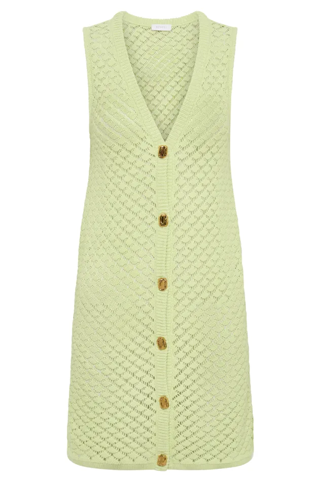 Women Meshki Dresses Delta Sleeveless Knit Button Up Mini Dress 8211 Seafoam Green