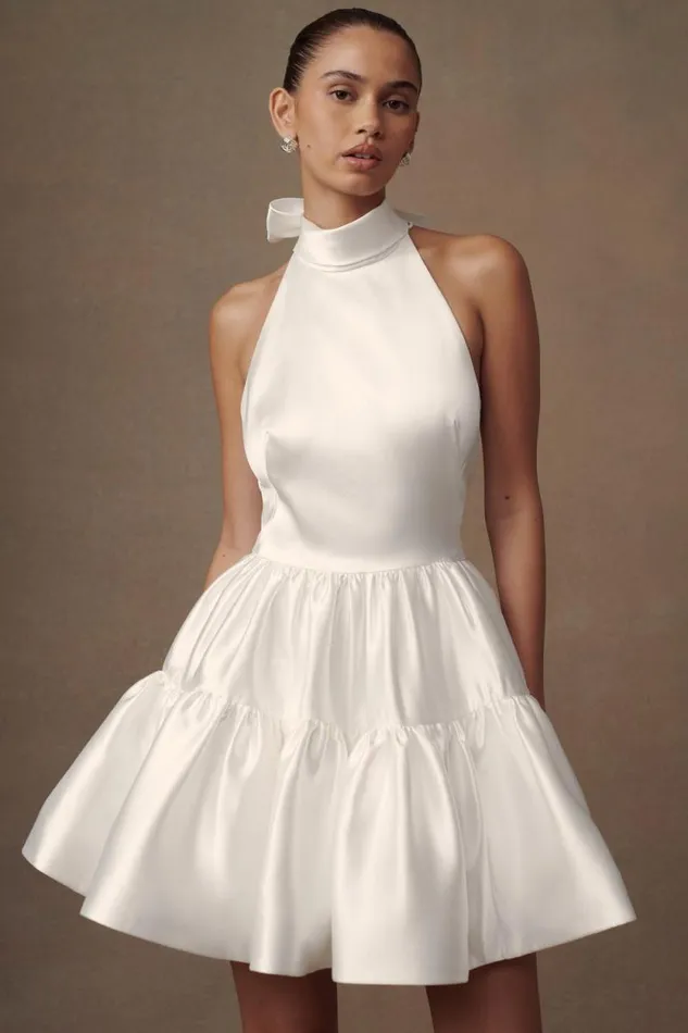 Women Meshki Dresses Dorota Satin Halter Mini Dress 8211 White