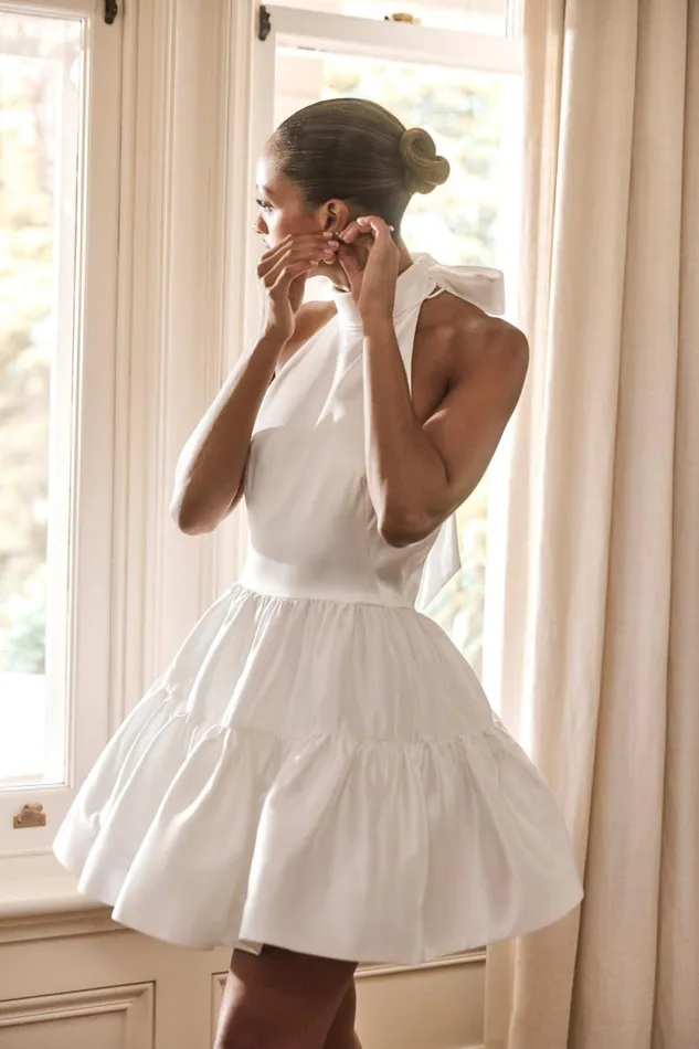 Women Meshki Dresses Dorota Satin Halter Mini Dress 8211 White