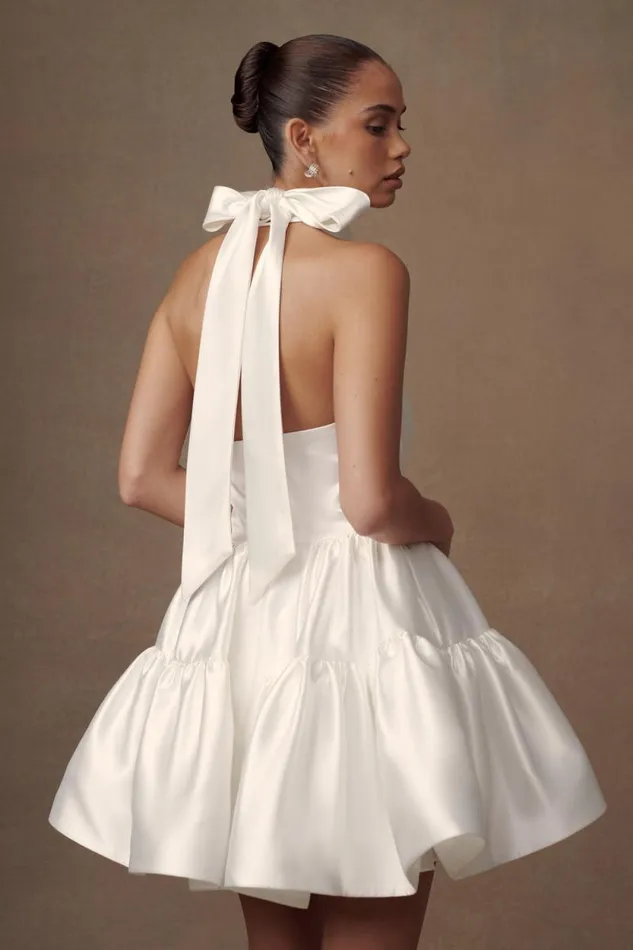 Women Meshki Dresses Dorota Satin Halter Mini Dress 8211 White