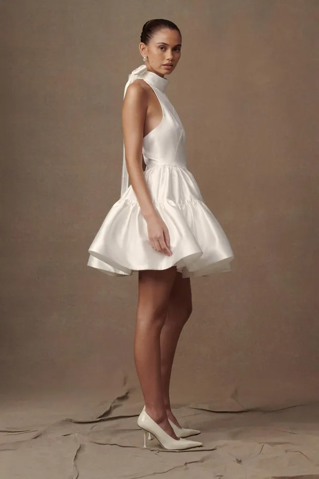 Women Meshki Dresses Dorota Satin Halter Mini Dress 8211 White