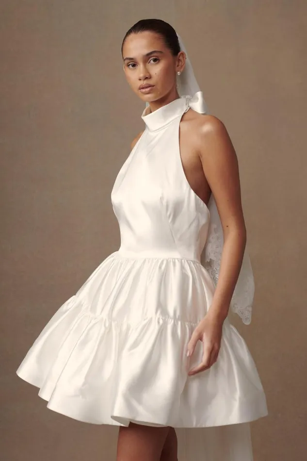 Women Meshki Dresses Dorota Satin Halter Mini Dress 8211 White