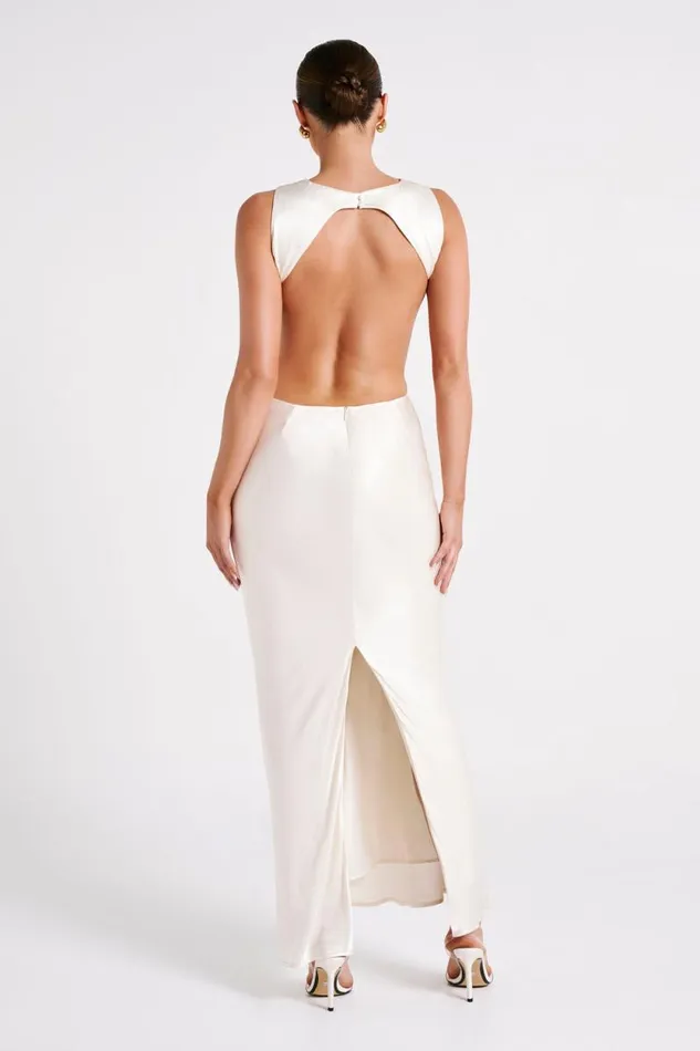 Women Meshki Dresses Electra Satin Cut Out Maxi Dress 8211 Ivory