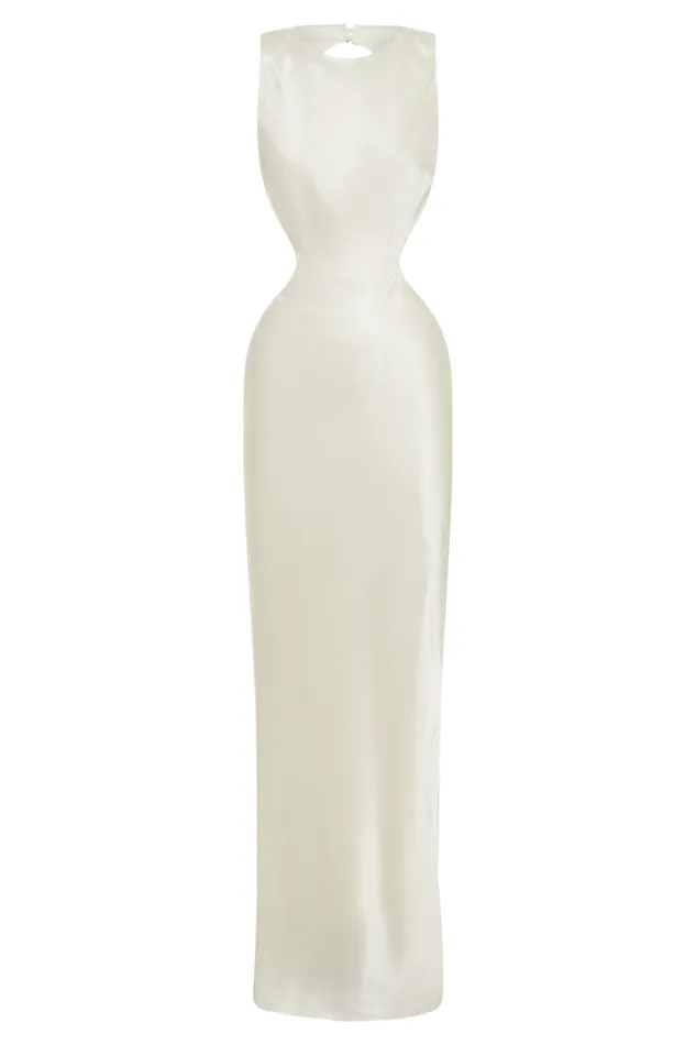 Women Meshki Dresses Electra Satin Cut Out Maxi Dress 8211 Ivory