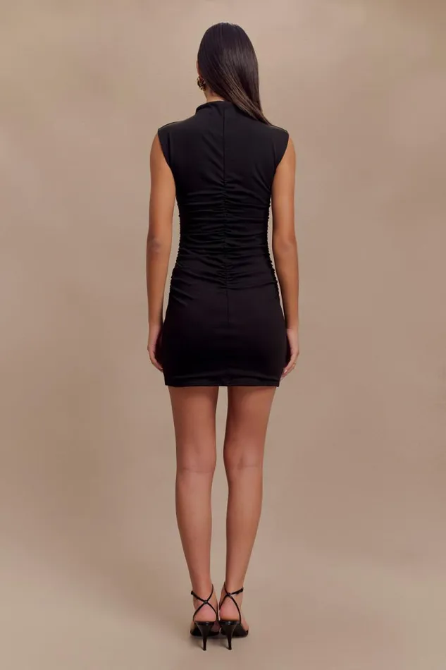 Women Meshki Dresses Elliot High Neck Sleeveless Mini Dress 8211 Black
